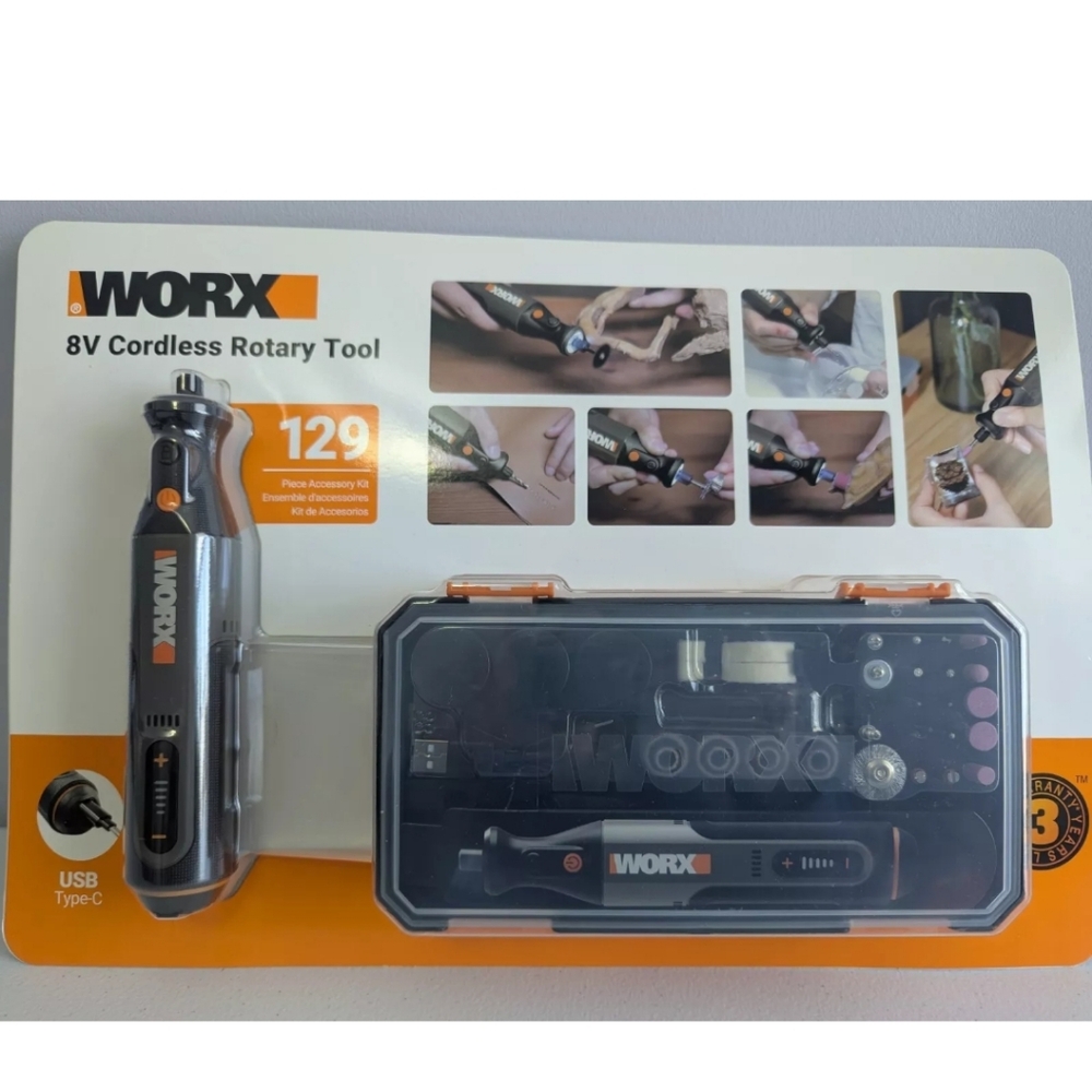 Worx WX106L 8V Cordless Rotary Tool USB Type-C 129 Pc. Accessory Kit